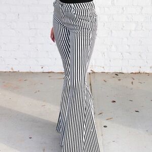 Women’s Blank Paige Black White Striped Flare Pants 70s boho bell bottom Medium